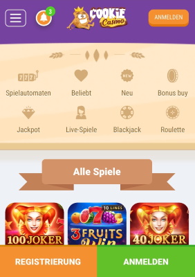 Cookie Casino mobile App