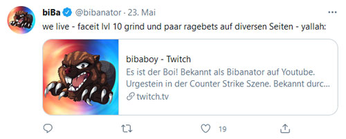 Ein Tweet von Bibaboy auf Twitter