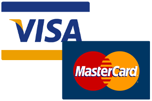 Die Logos von Visa- und Mastercard