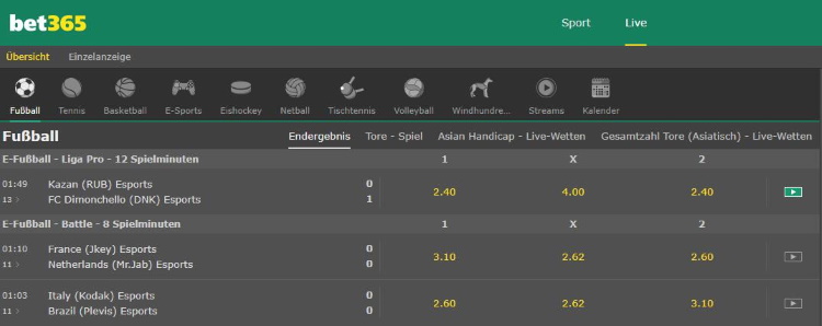 bet365 Live Wetten