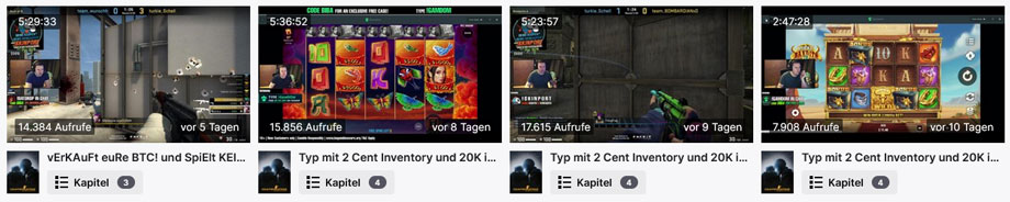 Die Vorschauvideos auf dem Twitch Kanal von Bibaboy