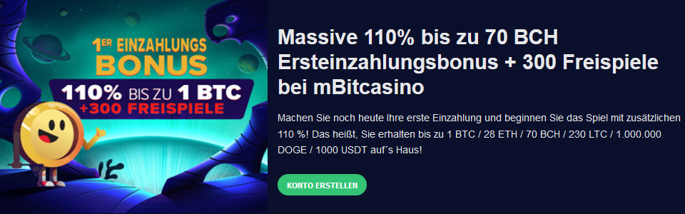 mBit Casino Ersteinzahlungsbonus in BCH